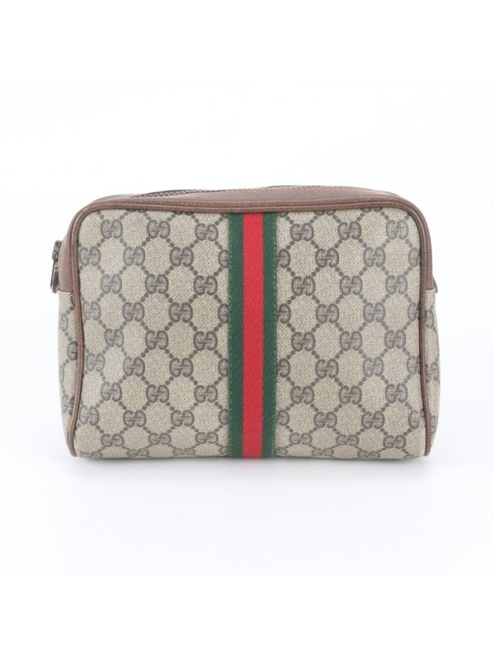 Gucci GG Supreme Sherry Line 27 Leather Clutch Pouch Business